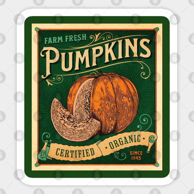 Vintage Pumpkin Patch Farm Sign - Halloween Thankgiving Vibes Sticker by PUFFYP